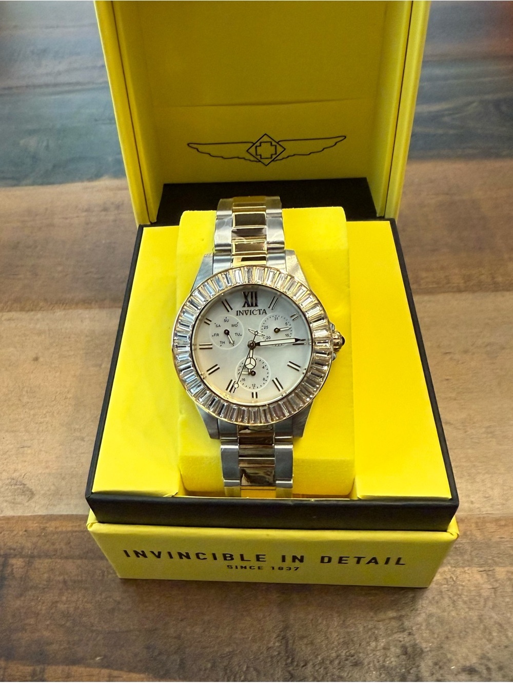 Invicta Angel Crystal Mother of Pearl Dial Quartz Watch 38mm, 100m